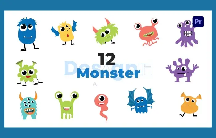 Cute Cartoon Monster Flat Design Animation Scene